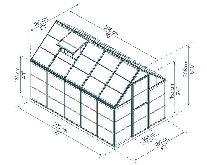 Växthus Harmony 5,7 m² Mörkgrå Canopia by Palram